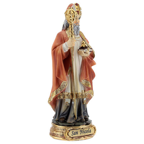 San Nicolás Bari pastoral estatua resina 12 cm 3