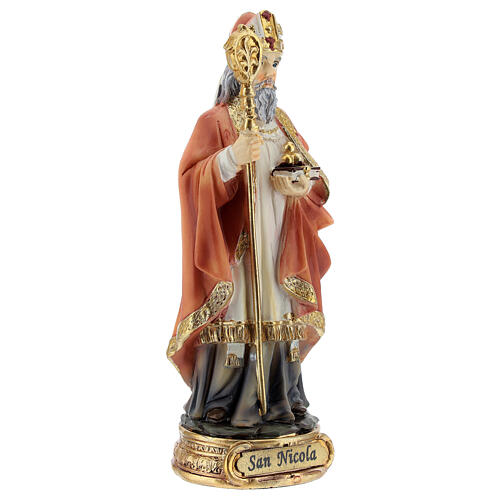 Saint Nicolas de Myre avec crosse résine 12 cm 3