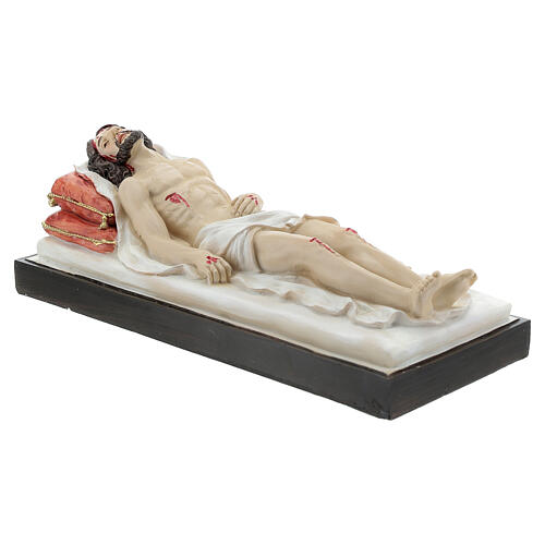 Estatua Cristo muerto cama blanca resina 7x20x9 cm 3
