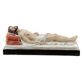 Statue Christ mort lit blanc résine 7x20x9 cm
