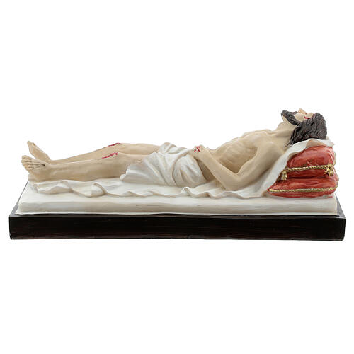Figura Chrystus martwy na łożu białym, żywica 7x20x9 cm 4