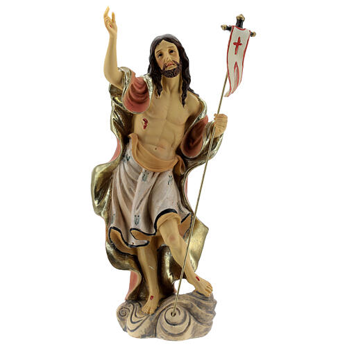 Christ Ressuscité croix drapeau statue résine 20 cm 1