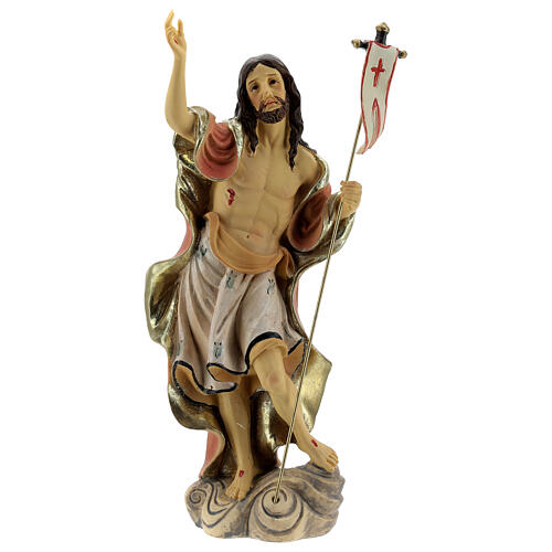 Cristo Risorto croce bandiera statua resina 20 cm 1