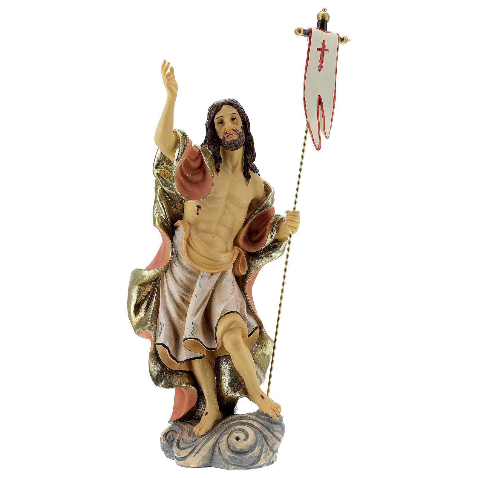 Statue Jésus Ressuscité En Résine – 30 Cm – Peinte à La Main Par Des Artisans Italiens