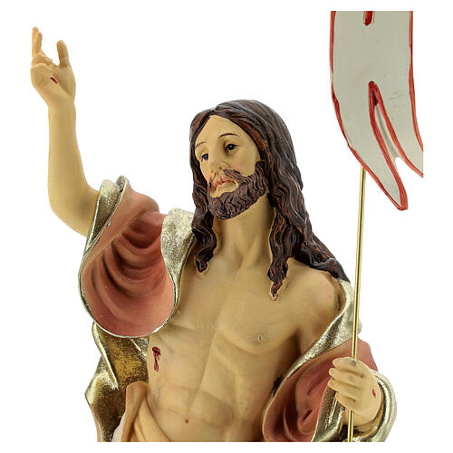 Statua Cristo risorto trionfale nuvole resina 30 cm 2