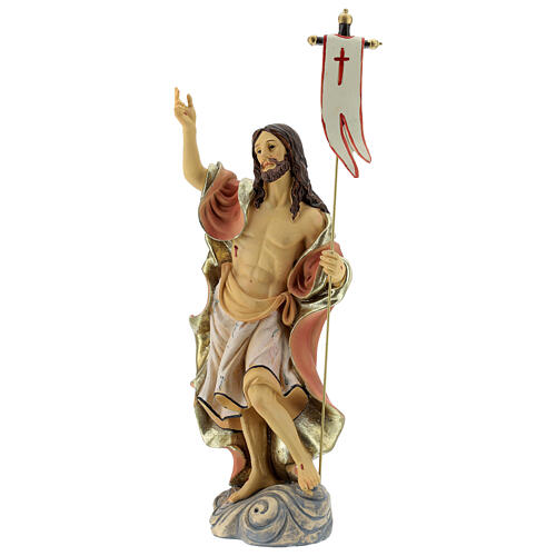 Statua Cristo risorto trionfale nuvole resina 30 cm 3