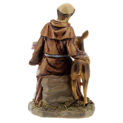 Saint François assis avec animaux résine 10x10x5 cm 4
