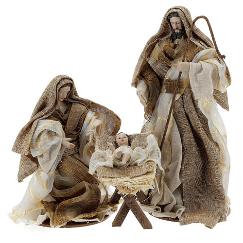 Holy Family Nativity set in colored resin and cloth 30 cm 1