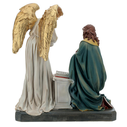 Annunciation statue in coloured resin 25x30x15 cm 5