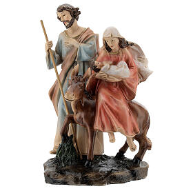 Flight into Egypt statue in colored resin 13x21x9 cm