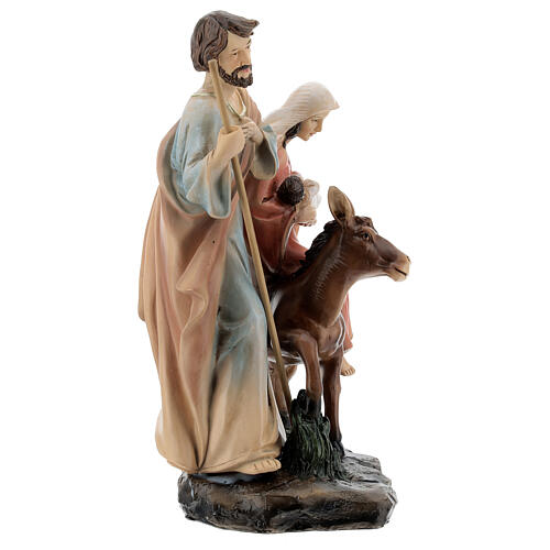 Flight into Egypt statue in colored resin 13x21x9 cm 3