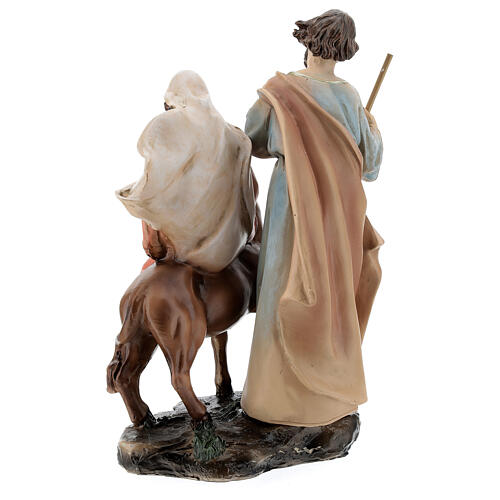 Flight into Egypt statue in colored resin 13x21x9 cm 4