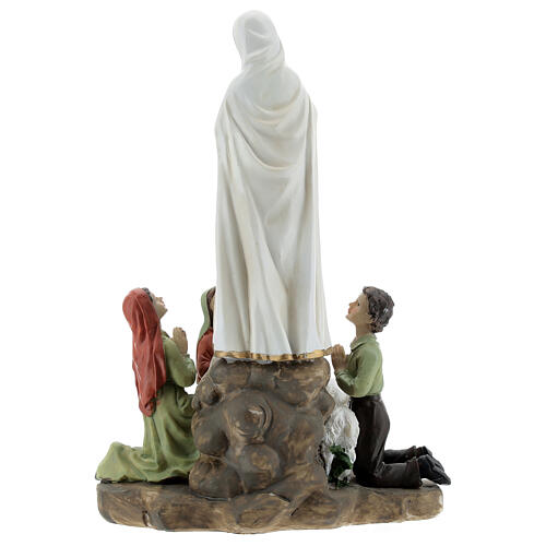 Estatua Virgen Fátima con pastores resina 15x20x10 cm 4