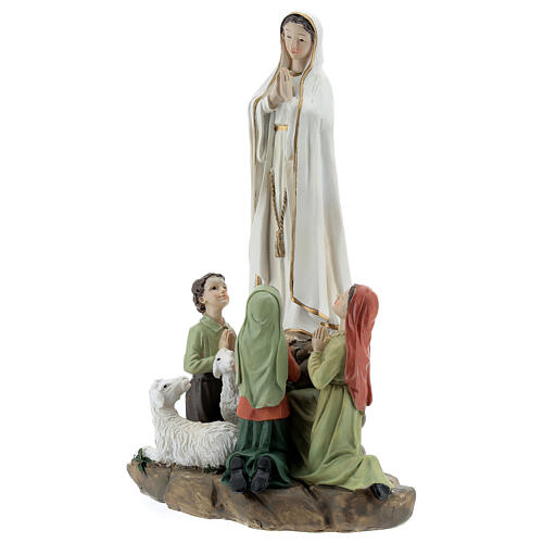 Imagem Nossa Senhora de Fátima com pastorinhos resina 15x20x10 cm 2