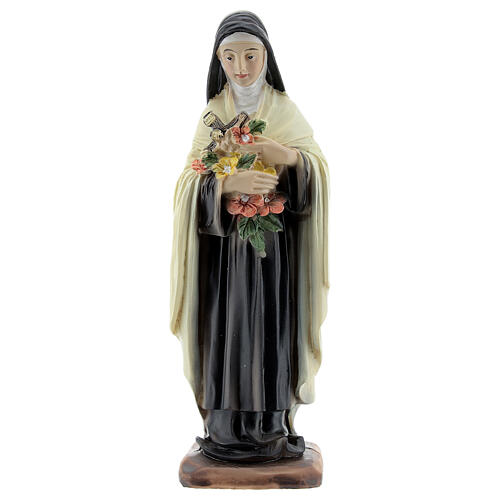 Figura Święta Teresa z kwiatami żywica 5x10x5 cm 1
