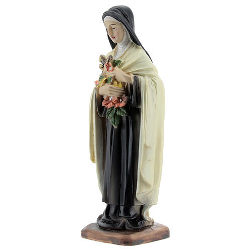 Figura Święta Teresa z kwiatami żywica 5x10x5 cm 2