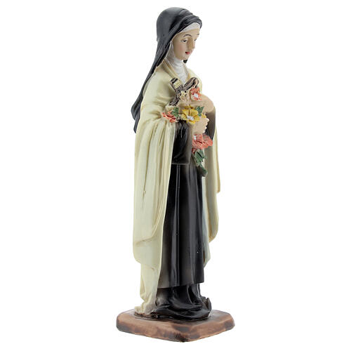 Figura Święta Teresa z kwiatami żywica 5x10x5 cm 3