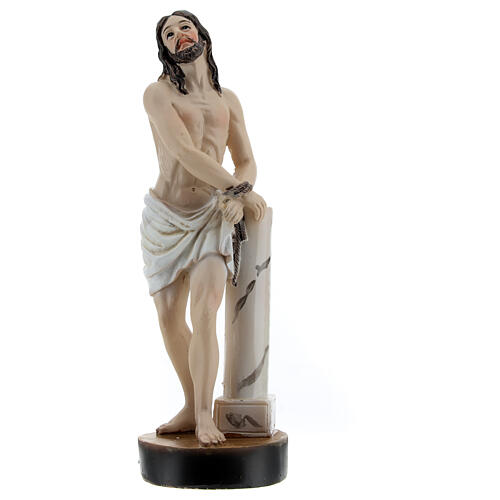 Christ attached to a column coloured resin 5x15x5 cm 1