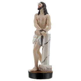 Cristo amarrado na coluna resina corada 5x15x5 cm