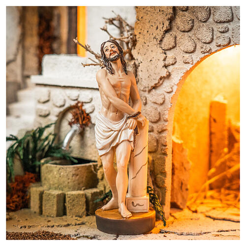 Column Flagellation of Jesus statue colored resin 4x14x4 cm 2