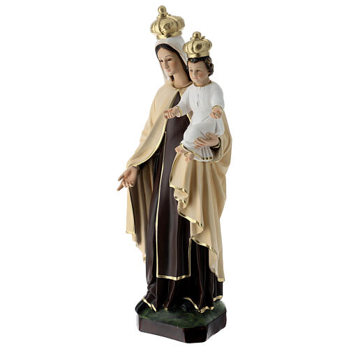 Estatua Virgen Carmen ojos vidrio 60 cm resina 3