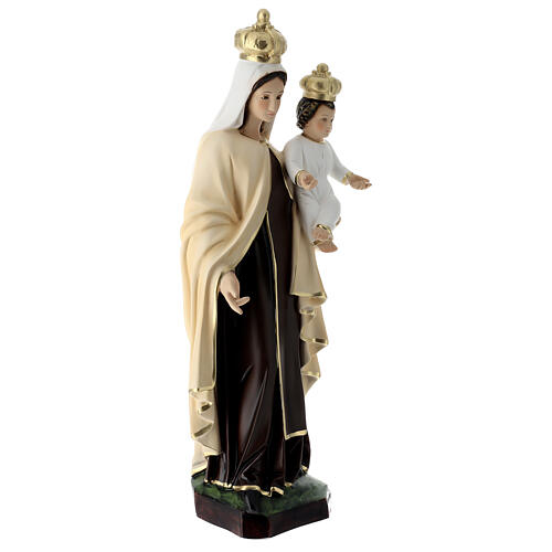 Estatua Virgen Carmen ojos vidrio 60 cm resina 5