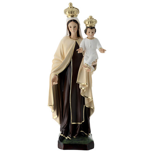 Statua Madonna Carmelo occhi vetro 60 cm resina 1