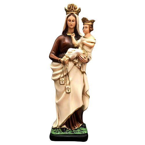 Statue of Our Lady of Mount Carmel golden scapular painted resin 40 cm 1