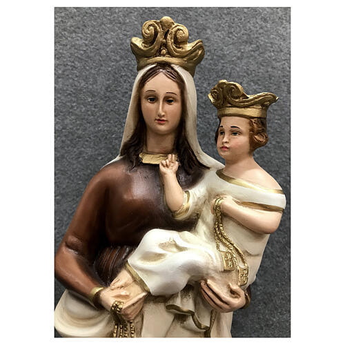 Statue of Our Lady of Mount Carmel golden scapular painted resin 40 cm 4
