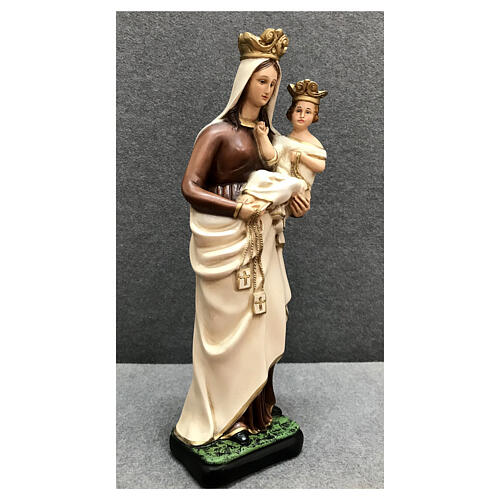 Statue of Our Lady of Mount Carmel golden scapular painted resin 40 cm 5