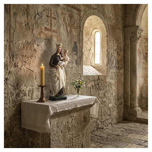 Estatua Virgen del Carmen escapular dorado 40 cm resina pintada 2