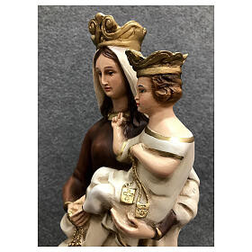 Statue Notre-Dame du Mont-Carmel scapulaire doré 40 cm résine peinte