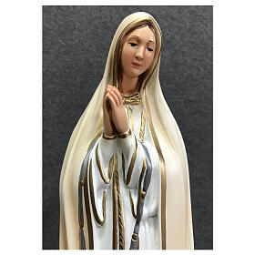 Statue Notre-Dame de Fatima détails dorés 40 cm résine peinte