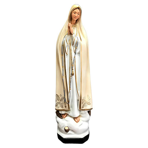 Statue Notre-Dame de Fatima détails dorés 40 cm résine peinte 1