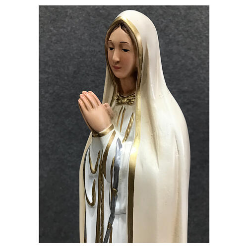Figura Madonna z Fatimy szczegóły złote 40 cm żywica malowana 4