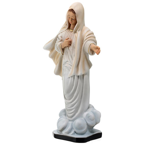 Statue of Our Lady of Medjugorje gold decorations 28 cm painted resin 3