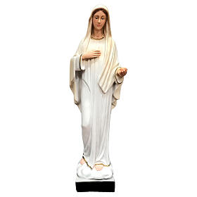 Estatua Virgen Medjugorje pintada vestidos blancos 30 cm resina