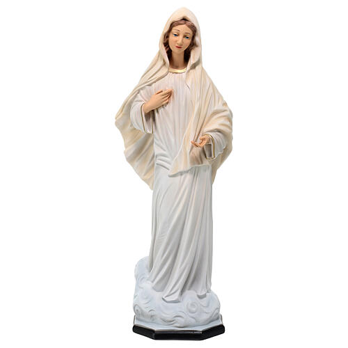 Statue of Our Lady of Medjugorje clouds base 40 cm painted resin 1