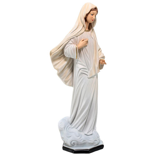 Statue of Our Lady of Medjugorje clouds base 40 cm painted resin 5