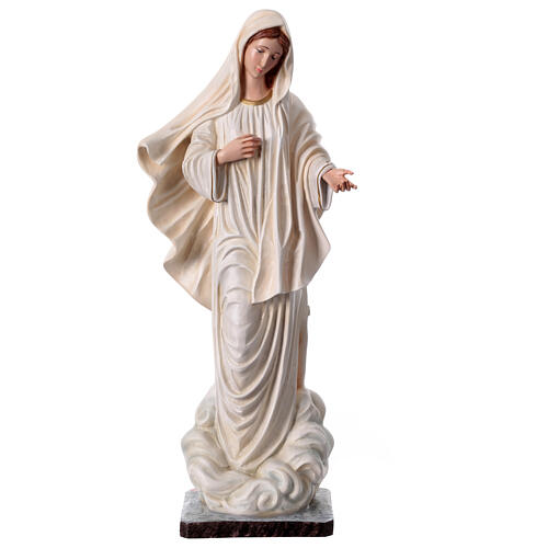 Estatua Virgen Medjugorje vestido blanco 60 cm resina pintada 1