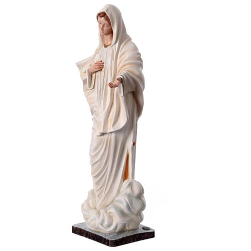 Imagem Nossa Senhora de Medjugorje veste branca resina pintada 60 cm 3