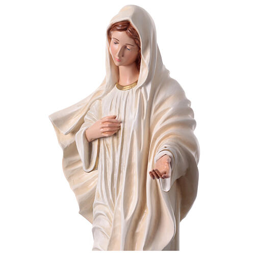 Imagem Nossa Senhora de Medjugorje veste branca resina pintada 60 cm 4