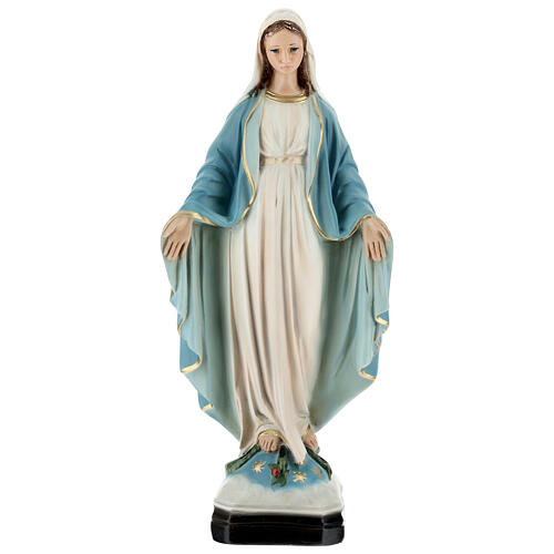 Imagem Nossa Senhora das Graças manto azul claro resina pintada 30 cm 1