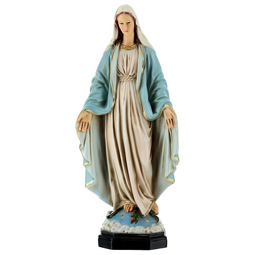 Statue Vierge Miraculeuse manteau bleu 35 cm résine peinte 1