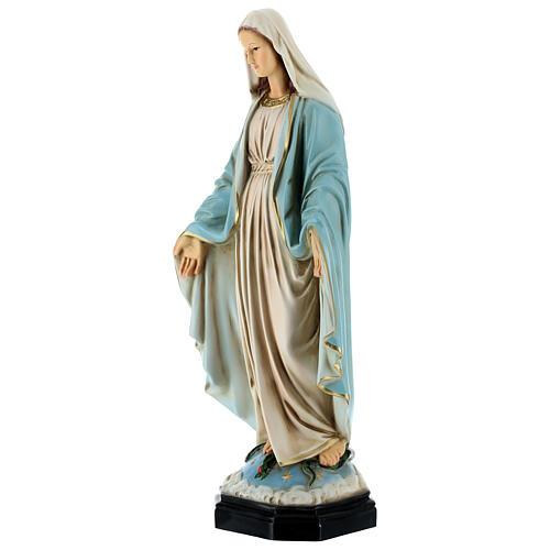 Statue Vierge Miraculeuse manteau bleu 35 cm résine peinte 3