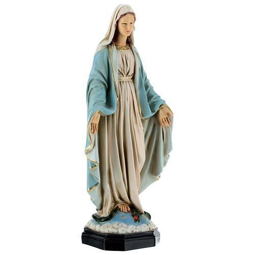 Statue Vierge Miraculeuse manteau bleu 35 cm résine peinte 4