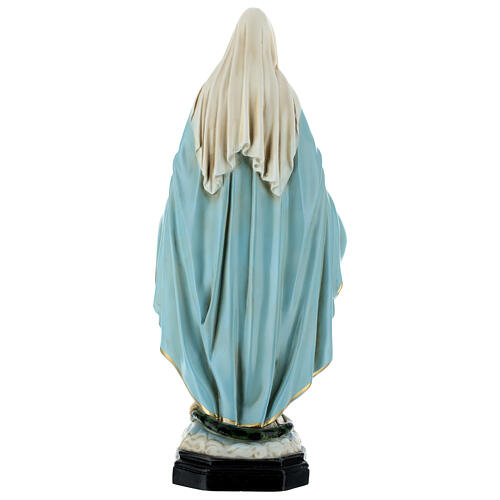 Statue Vierge Miraculeuse manteau bleu 35 cm résine peinte 6