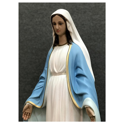 Imagem Nossa Senhora da Medalha Milagrosa manto azul claro detalhes dourados resina pintada altura 60 cm 2