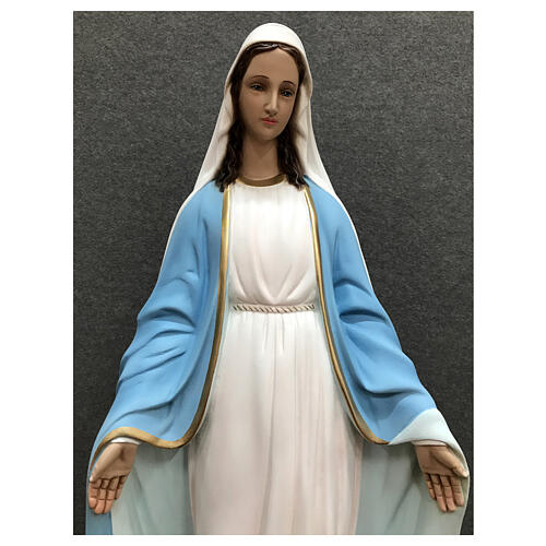 Imagem Nossa Senhora da Medalha Milagrosa manto azul claro detalhes dourados resina pintada altura 60 cm 4