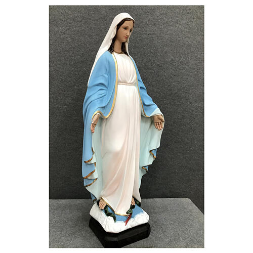 Imagem Nossa Senhora da Medalha Milagrosa manto azul claro detalhes dourados resina pintada altura 60 cm 5